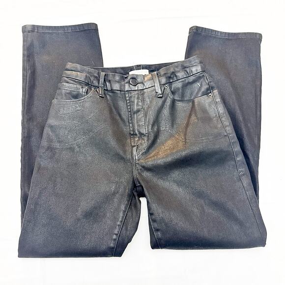 Good American Good Legs Curvy Flare Black Coated Denim Jeans SIze 4 / 27 - Picture 4 of 7